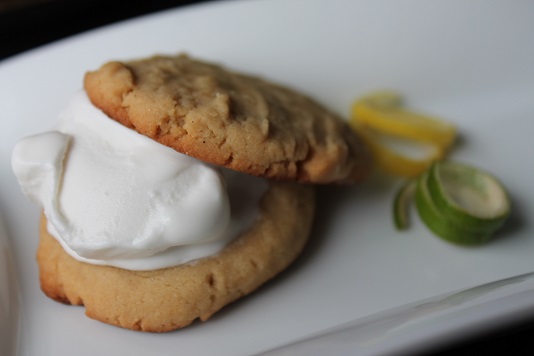 Chewy Lemon Honey Cookie featuring Key Lime Screamin’ Brothers Ice Cream