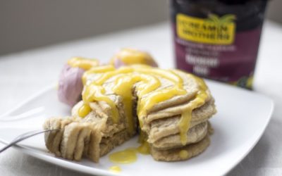 Mango Crepe Pancakes with Blackberry Screamin Brothers Dairy-Free Frozen Treats