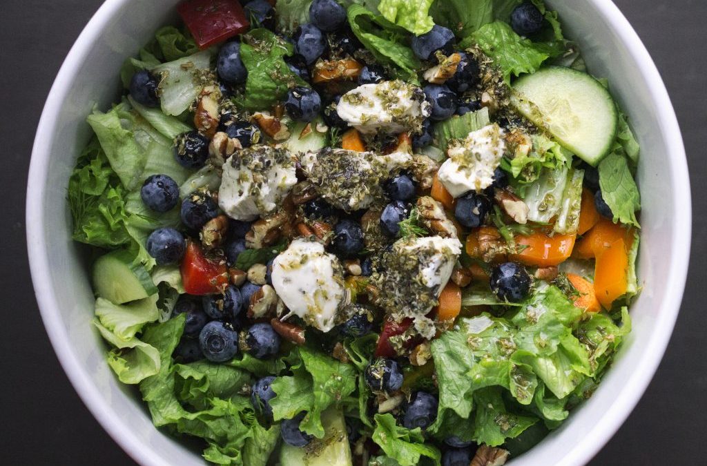 Blueberry Salad with Basic Roots Herb Cashew Cheese