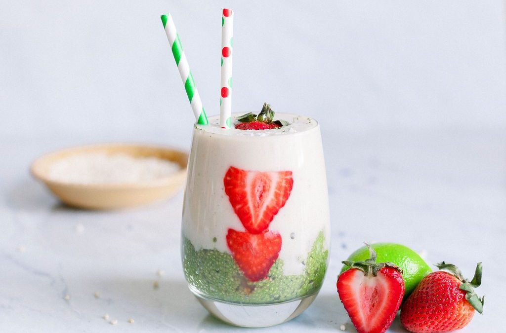 White Coconut Lime Smoothie with Mint Chia Pudding