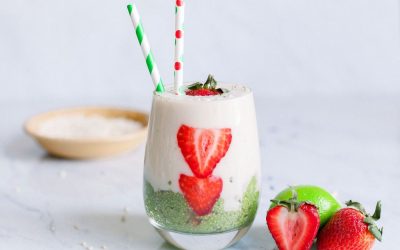 White Coconut Lime Smoothie with Mint Chia Pudding