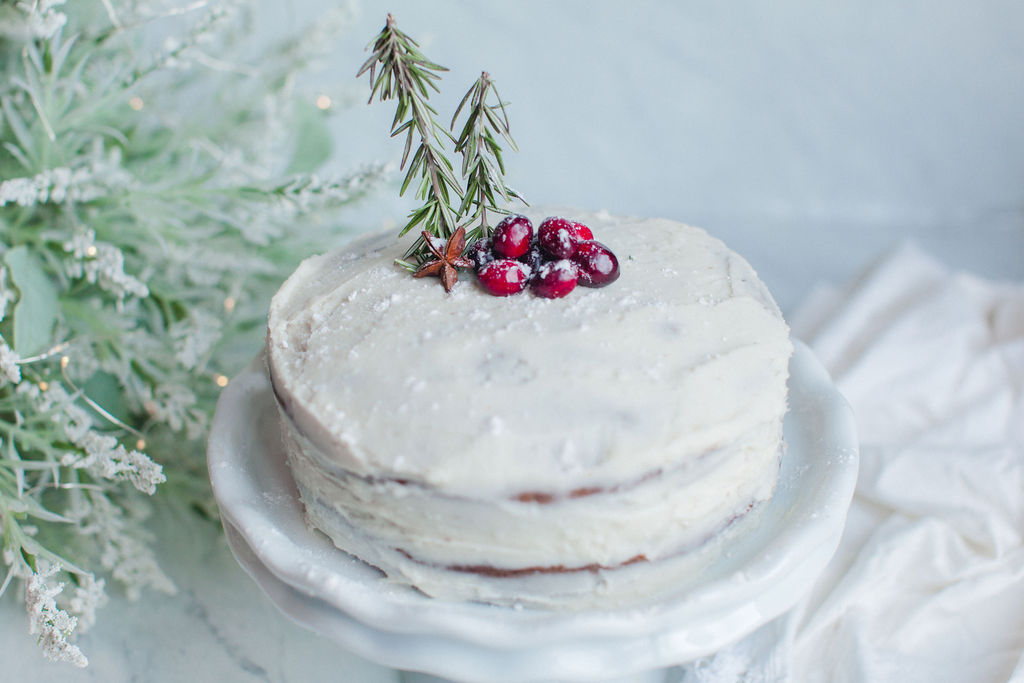 Eggnog Spice Cake with Coconut Vanilla Icing - Amber Approved