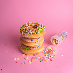 doughnuts on pink background